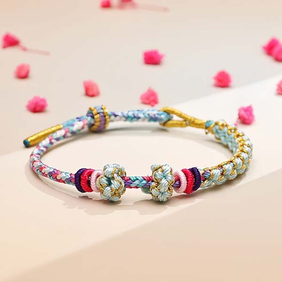 Rainbow Friendship Knot — 5-Color Silk & Adjustable Band | TiedIntention