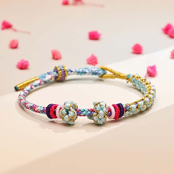 Rainbow Friendship Knot — 5-Color Silk & Adjustable Band | TiedIntention