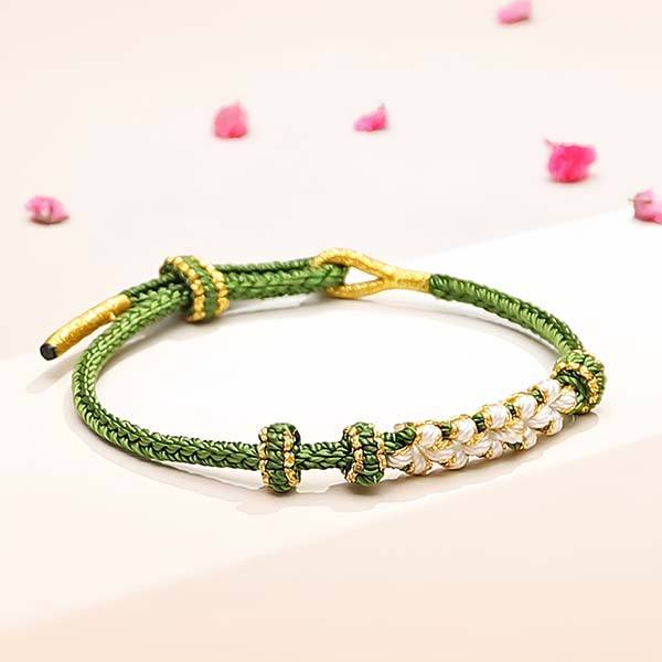 Green Peace Knot Bracelet — Jade & Natural Silk Cord | TiedIntention