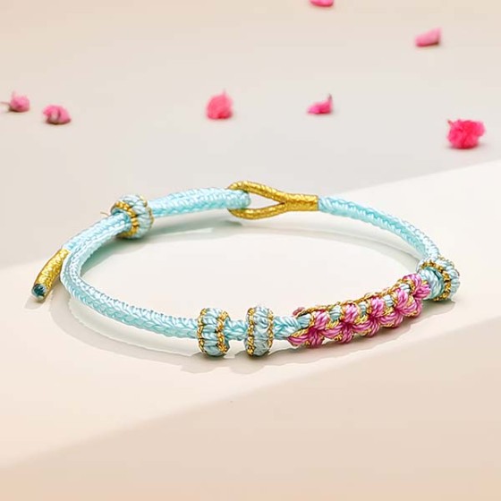 Blue Calm Knot Bracelet — Aquamarine & Woven Silk | TiedIntention