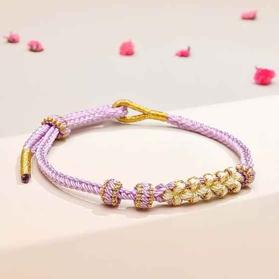 Purple Wisdom Knot Bracelet — Amethyst & Silk Cord | ChristHerb